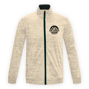 Buff Heather Colored Zipper Hoodie with Bar Harbor Logo on Chest
